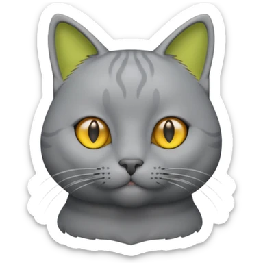 A 3D cartoon Chartreux cat in silvery-gray color, thick coat, friendly eyes, balanced lighting, Memoji-style realism. full body or half body. sticker