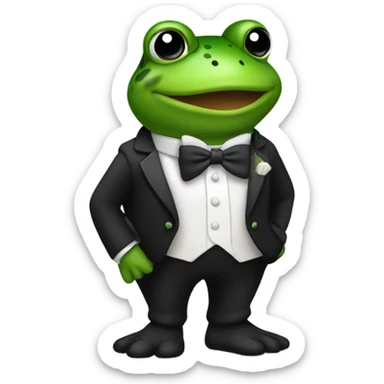 Green toad in a tuxedo  sticker