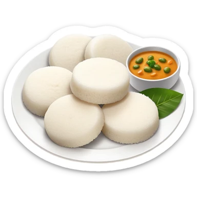 steamed idli rice cakes with sambar and coconut chutney sticker