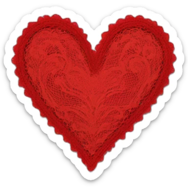 red lace heart sticker