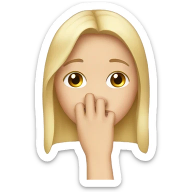 Blonde girl holding nose because it stinks  sticker
