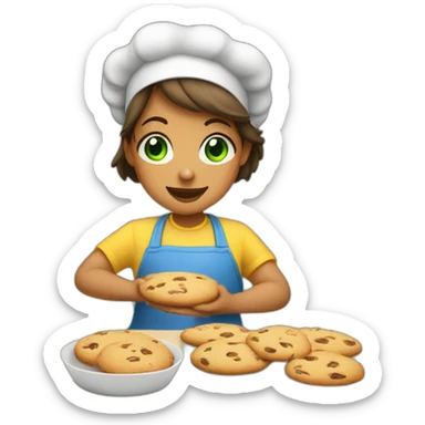  girl green eyes baking cookies sticker