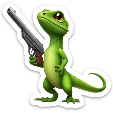 Lizard with gun sticker