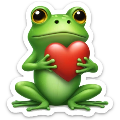 Frog holding a heart sticker