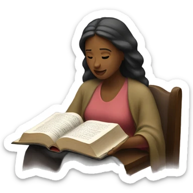 a woman reads the bible sticker