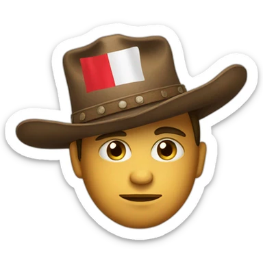 pensive face with the colors of the polish flag wearing a cowboy hat sticker