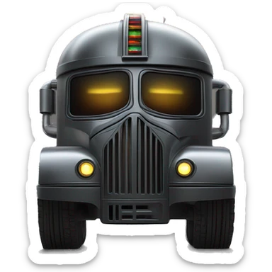 Darth Vader’s armored 1936 graphite colored school bus with horizontal holographic flames  sticker