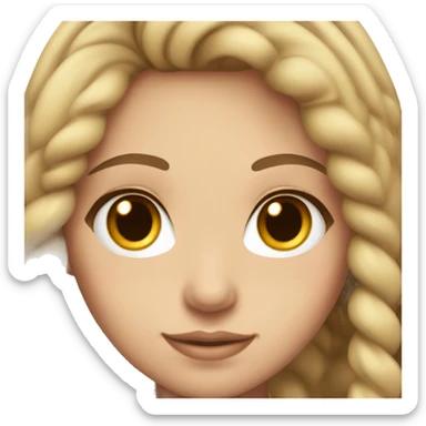 A beautiful young woman with brown eyes and long eyelashes, she has a light complexion, with a hairstyle with two brown pigtails sticker