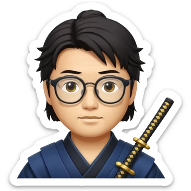 Samurai witb glasses sticker