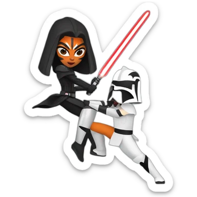 Ahsoka fighting Darth Vader sticker