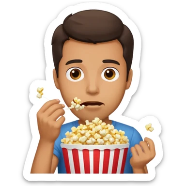 Make a guy eating popcorn in a dramatic conversion sticker
