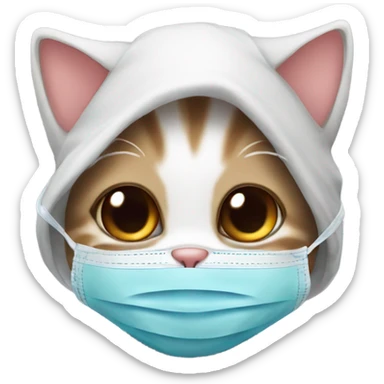 baby cat with covid mask sticker