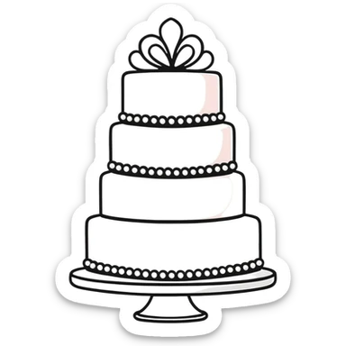 white wedding cake with pearl decorations sticker