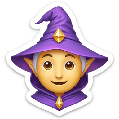 Clash of Clans aesthetic Playful Mage Portrait Emoji, Head tilted with a mischievous glimmer and subtle enchanting smile, featuring a compact, gracefully robed form with a pointed wizard hat and twinkling eyes in natural skin tone, Simplified yet irresistibly charming features, highly detailed, glowing with a warm, inviting magical glow, high shine, spirited and imaginative, stylized with a touch of whimsical sorcery, soft glowing outline, capturing the essence of a playful mage exuding friendly arcane wonder! sticker