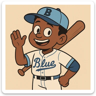 Light blue Little people pictures a boy Jackie Robinson Witam by 20 Label Sanches Vegas Mustined by Linzie Heater sticker