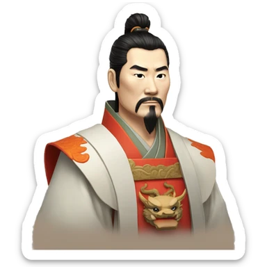 /imagine prompt: "emoji style portrait of Qin Shi Huang, Emperor of China, wearing a dragon robe, a determined expression on his face, detailed and realistic" --v 4 --q 2、 sticker