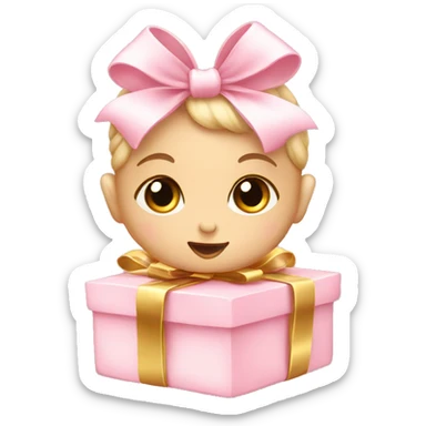 baby pink gifts with gold bow  sticker