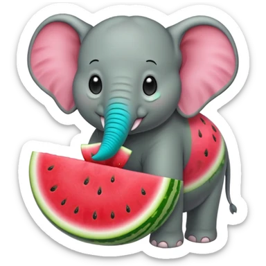 elephant eating watermelon sticker