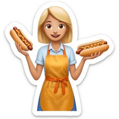 A cheerful woman selling hotdogs sticker