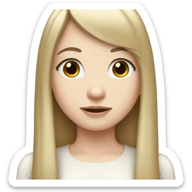 girl with pale skin long straight hair with bangs And brown eyes sticker