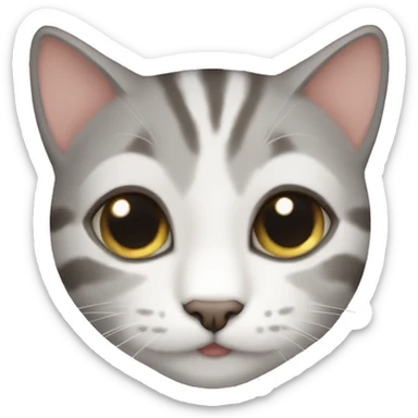 gray and white tabby cat brown eyes sticker