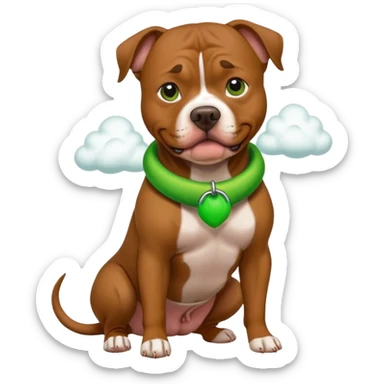 brown pit bull dog with green burp cloud  sticker