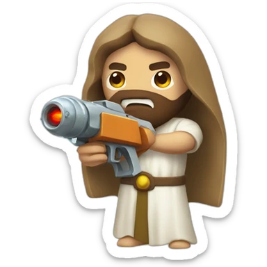 angry jesus with a raygun sticker