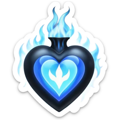 black heart with blue flames surrounding the perimiter  sticker