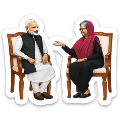 Modi with sheikh hasina sticker