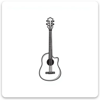 hand-drawn acoustic guitar with strings and sound hole sticker