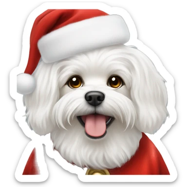 white maltese dog and Santa Claus  sticker