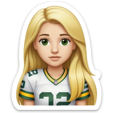 Girl with long blonde hair wearing Aaron Rodgers jersey  sticker
