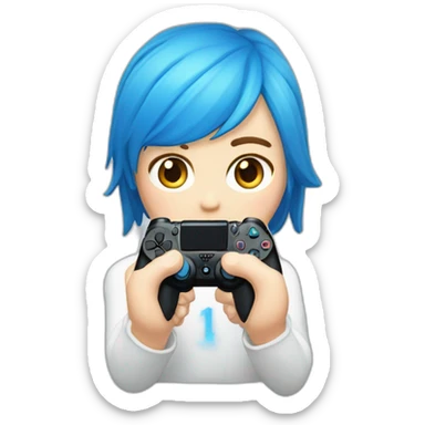 Un blond au yeux bleu qui ne se lave pas avec une manette ps4 sticker