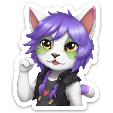Anthro Dark Colorful Shiny Edgy Cool Shy Grumpy FurSona Feline Fakemon Vtuber Model sticker