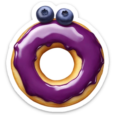 a donut with blueberry glaze over it sticker