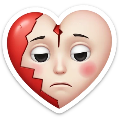broken heart with face  sticker