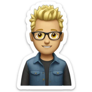 guy with glasses and blond mohawk sticker