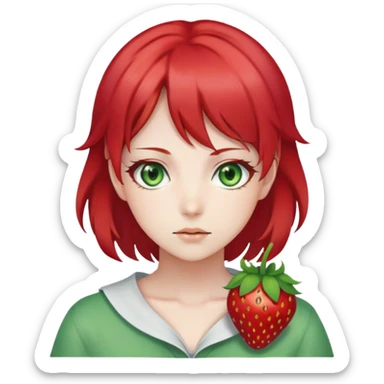 Anime girl that have green eyes and red strawberry hairs sticker