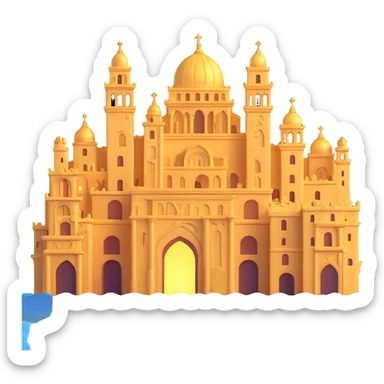 ancient golden city submerged underwater with ornate buildings and shining lights sticker