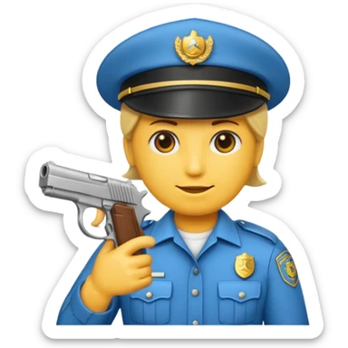 Un emojis con una gorra de lado una pistola y lanbro qué no sea un policía  sticker