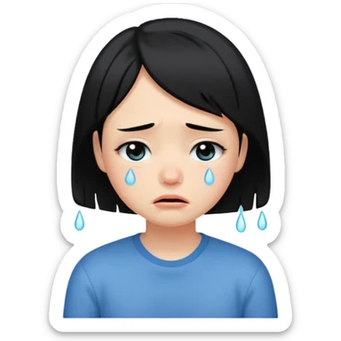 Girl with black hair and short hair  like boy hair who cry and very cute  sticker