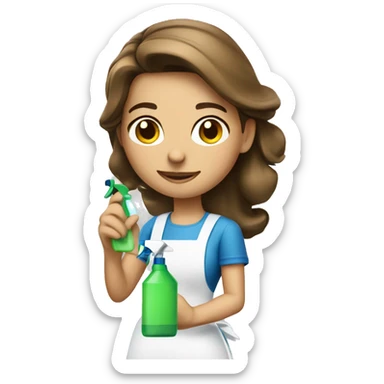 Cleaning maid light brunette with spray bottle  sticker
