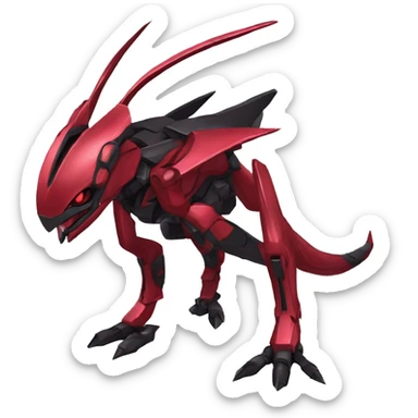 Cool Edgy Godly Futuristic Black Red Digimon-Fakemon-Genesect-Reptile full body sticker