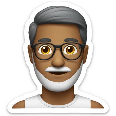 A Sri Lankan man with a patchy beard wearing spectacles, oval face sticker