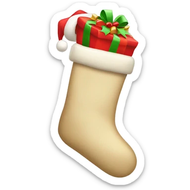 Beige christmas stocking with presents inside sticker
