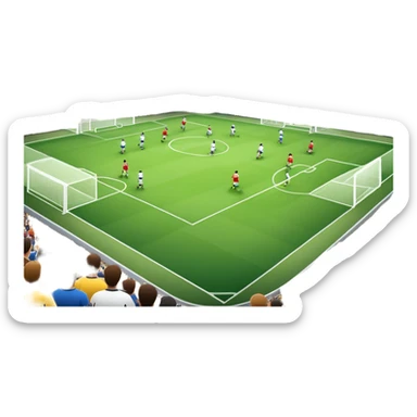 An icon showing a soccer stadium filled with close-up players in action, inspired by EA Sports FC 25. The design features players on the field, with the stadium lights shining brightly and a lively crowd in the stands. Transparent background highlights the energy and excitement of the match. sticker