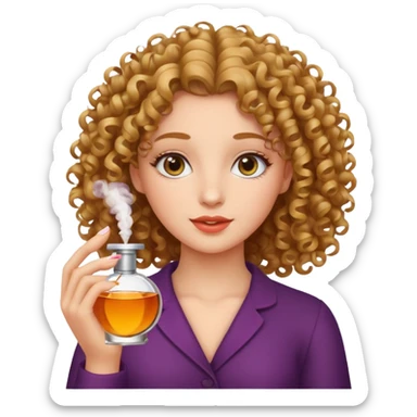 Curly hair girl making perfumes sticker