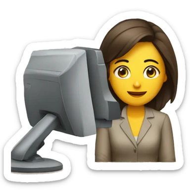 Chica al frente de una computadora trabajando  sticker