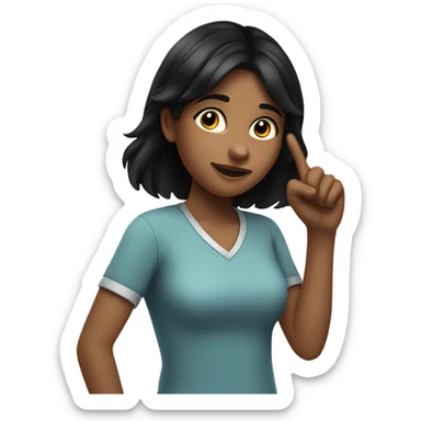 Black haired young girl pointing at something with her hands  sticker