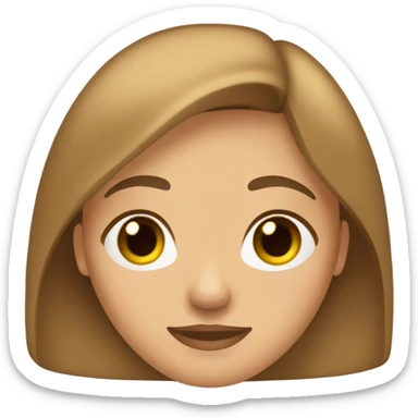 Like a girl with brown-blond long and straight hair brown eyes and medium light brown brows,medium nose and the medium lips sticker